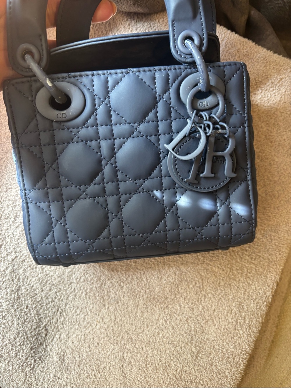 Dior Mini Lady Dior Tote — Slate Gray